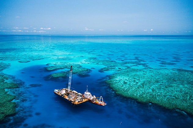 The Coral Greenhouse weighed 58 tonnes, and was carefully placed off John Brewer Reef, off Townsville. It is part of MOUA, the latest underwater museum by Jason deCaires Taylor. Image by Richard Woodget
